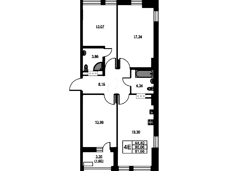 3-комнатная квартира 82.7 м², 7/10 эт., ЖК «VEREN NEXT Шуваловский»